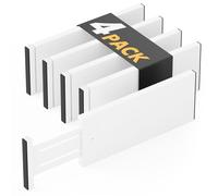 SpaceAid Bamboo Drawer Dividers, 11.8 cm High, Adjustable, 12.5 inch - 17 inch, Expandable Organization for Clothing, Dressers, White, 4 Pieces, 14ZZB-72ZG-4SW