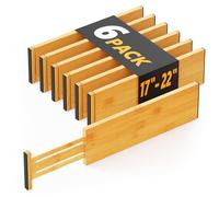 SpaceAid Bamboo Drawer Dividers 4.6" Tall Adjustable 17"-22" Expandable Organization for Clothes Dressers Natural Pack of 6