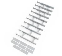 SpaceAid Bamboo Drawer Dividers with Inserts and Labels, Kitchen Adjustable Drawer Organizers, Expandable Organization for Home, Office, Dressers, 10 Dividers with 24 Inserts (17"-22" Gray)