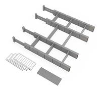 SpaceAid Bamboo Drawer Dividers with Inserts and Labels, Kitchen Adjustable Drawer Organizers, Expandable Organization for Home, Office, Dressers, 4 Dividers with 9 Inserts (17-22 in, Gray)