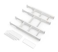 SpaceAid Bamboo Drawer Dividers with Inserts and Labels, Kitchen Adjustable Drawer Organizers, Expandable Organization for Home, Office, Dressers, 4 Dividers with 9 Inserts (17-22 in, White)