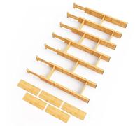 SpaceAid Bamboo Drawer Dividers with Inserts and Labels, Kitchen Adjustable Drawer Organizers, Expandable Organization for Home, Office, Dressers, 7 Dividers with 15 Inserts (17"-22" Natural)