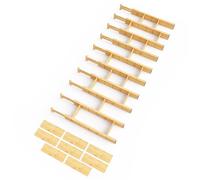 SpaceAid Bamboo Drawer Dividers with Inserts and Labels, Kitchen Adjustable Drawer Organizers, Expandable Organization for Home, Office, Dressers, 10 Dividers with 24 Inserts (17"-22" Natural)