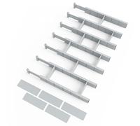 SpaceAid Bamboo Drawer Dividers with Inserts and Labels, Kitchen Adjustable Drawer Organizers, Expandable Organization for Home, Office, Dressers, 7 Dividers with 15 Inserts (17"-22" Gray)