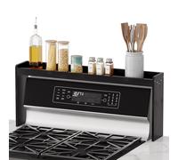 SpaceAid Bamboo Over the Stove Spice Holder Shelf, 31.5" Kitchen Organizer Stove Spice Top Rack, 11.6" Height Countertop Storage, Over Oven Back Sink Organization Shelf, Black