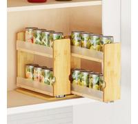 SpaceAid Bamboo Pull Out Spice Rack Organizer for Cabinet, Heavy Duty Slide Out Seasoning Kitchen Pantry Sliding Vertical Organization, 7.3" Wide, 2 Drawers(3" Wide), 2-Tier, Natural