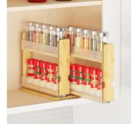 SpaceAid Bamboo Pull Out Spice Rack Organizer for Cabinet, Heavy Duty Slide Out Seasoning Kitchen Pantry Sliding Vertical Organization, 5.1" Wide, 2 Drawers(2" Wide), 2-Tier, Natural