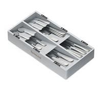 SpaceAid Bamboo Silverware Drawer Organizer with Labels, Kitchen Utensil Tray Holder Organizer for Flatware, Cutlery, Spoon and Knives Drawer Storage Organization (Gray, 6 Slots)
