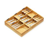 SpaceAid Bamboo Silverware Drawer Organizer with Labels, Kitchen Utensil Tray Holder Organizer for Flatware, Cutlery, Spoon and Knives Drawer Storage Organization (9 Slots)