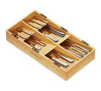 SpaceAid Bamboo Silverware Drawer Organizer with Labels, Kitchen Utensil Tray Holder Organizer for Flatware, Cutlery, Spoon and Knives Drawer Storage Organization (Natural, 6 Slots)