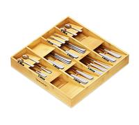SpaceAid Bamboo Silverware Drawer Organizer with Labels, Kitchen Utensil Tray Holder Organizer for Flatware, Cutlery, Spoon and Knives Drawer Storage Organization (12 Slots)