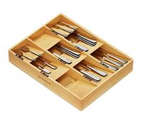 SpaceAid Bamboo Silverware Drawer Organizer with Labels, Kitchen Utensil Tray Holder Organizer for Flatware, Cutlery, Spoon and Knives Drawer Storage Organization (Natural, 9 Slots)