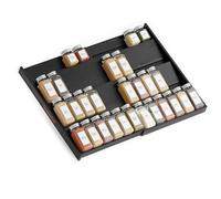 SpaceAid Bamboo Spice Drawer Organizer, Expandable 4 Tier Spices Rack for Cabinet Drawer, Kitchen Seasoning Storage Drawer Insert Organization (From 12" to 23" Wide, Black)