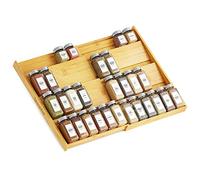 SpaceAid Bamboo Spice Drawer Organizer, (Need 3" Deep Drawer) Expandable 4 Tier Spices Rack for Cabinet, Kitchen Seasoning Storage Insert (Jars Not Included, From 12" to 23" Wide)