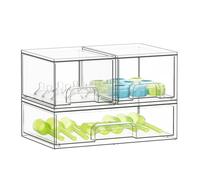 SpaceAid Bottle Storage Organizer Baby - Acrylic Bottles Station Organizer Container, Stackable Clear Drawers for Countertop, Vanity, Bathroom, Cabinet, Pantry Organization, 3 Pack, 2S1L, 7.8"H
