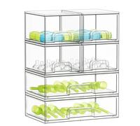 SpaceAid Bottle Storage Organizer Baby - Acrylic Bottles Station Organizer Container, Stackable Clear Drawers for Countertop, Vanity, Bathroom, Cabinet, Pantry Organization, 6 Pack, 4S2L, 15.6"H