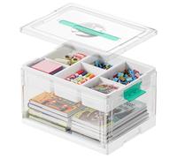 SpaceAid Craft Organizers and Storage - 24 QT Plastic Box Art Supply Storage Organizer Bin with Lid, Removable Trays and Dividers, Clear Container for Art and Craft Supplies,1 Pack