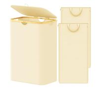 SpaceAid Double Laundry Hamper 2 Section with Lid and Removable Laundry Bags, 160L Clothes Basket with Bamboo Handles, Large Collapsible Hamper for Bedroom, Bathroom, Dorm, Laundry Room - Beige