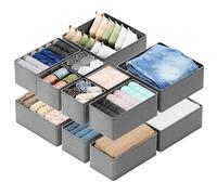 SpaceAid Drawer Organizer Clothes, 12 Pack Dresser Organizer Bins for Nursery, Closet Organization and Storage Dividers for Clothing, Baby Clothes, Underwears, Socks (Grey)