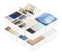 SpaceAid Drawer Organizer Clothes, 12 Pack Dresser Organizer Bins for Nursery, Closet Organization and Storage Dividers for Clothing, Baby Clothes, Underwears, Socks (White)