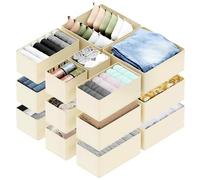 SpaceAid Drawer Organizer for Clothes, 18 Pack Dresser Drawer Organizer Bins, Closet Organizers and Storage Dividers for Clothing, Underwears, Socks (Beige)