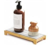 SpaceAid DryingNeat Instant Dry Sink Caddy Organizers, Kitchen Sponge Soap Holder Dispenser, Countertop Fast Drying Counter Tray Rack (Bamboo, Gray)