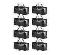 SpaceAid Heavy Duty Moving Bags, Extra Large Storage Totes W/Backpack Straps Strong Handles & Zippers, Alternative to Moving Boxes, Packing & Moving Supplies, Black (8 Pack)