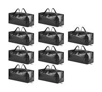 SpaceAid Heavy Duty Moving Bags, Extra Large Storage Totes W/Backpack Straps Strong Handles & Zippers, Alternative to Moving Boxes, Packing & Moving Supplies, Black (10 Pack)