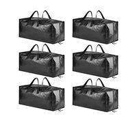 SpaceAid Heavy Duty Moving Bags, Extra Large Storage Totes with Backpack Straps & Strong Handles, Zippers, Alternative to Moving Boxes, Packing Supplies, Black (6 Pack)