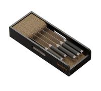 SpaceAid Knife Drawer Organizer Bamboo Insert Dock, Kitchen Steak Knives Holder Organizers Block for Drawer in Storage Organization (Small, Black)