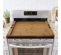 SpaceAid Noodle Board Stove Cover with Handles, Top Covers for Gas Burners and Electric Stove, Kitchen Oven Decor Accessories Wood Tray for Countertop, Brown Bamboo