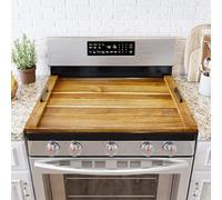 SpaceAid Noodle Board Stove Cover with Handles, Top Covers for Gas Burners and Electric Stove, Kitchen Oven Decor Accessories Wood Tray for Countertop, Natural Acacia