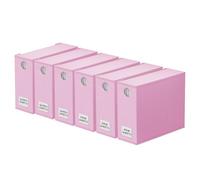 SpaceAid Pack of 6 Foldable Drawer Organizers for Sheets, Wardrobe, Sheet Set with Window, XL Bedding Container (Queen and King Size), Pink, Pack of 6