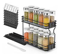 SpaceAid Pull Out Spice Rack Organizer for Cabinet, Heavy Duty Slide Out Seasoning Kitchen Organizer, Cabinet Organizer, with Labels, 4.5" W x10.75 D x8.5 H, 1 Drawer 2-Tier