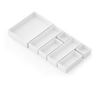 SpaceAid Set of 7 Bamboo Drawer Storage Boxes, Multi-Purpose Organizer for Kitchen, Bathroom, Desk, and Makeup Organization (Pack of 7, White)
