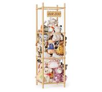 SpaceAid Soft Toy Storage Wooden Cuddly Toy Zoo Organiser, Large Plush Toy Storage Cage for Children's Room, Toy Storage Holder, 40 cm Wide, Natural