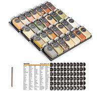 SpaceAid Spice Drawer Organizer with 28 Spice Jars, 386 Spice Labels, 4 Tier Seasoning Rack Tray Insert for Kitchen Drawers, 13" Wide x 17.5" Deep