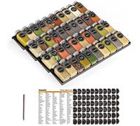 SpaceAid Spice Drawer Organizer with 40 Spice Jars, 386 Spice Labels, 4 Tier Seasoning Rack Tray Insert for Kitchen Drawers, 18.5" Wide x 17.5" Deep