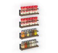 SpaceAid Spice Rack Organizer for Cabinet Door or Wall Mount (4 Pack) with 415 Spice Labels - Wood Hanging Seasoning Shelf for Cupboard Pantry or over the Stove