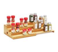 SpaceAid Spice Rack Organizer for Kitchen Cabinet, Pantry and Countertop, Bamboo Expandable Seasoning Display Shelf (4 Tier, Natural)