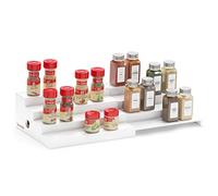 SpaceAid Spice Rack Organizer for Kitchen Cabinet, Pantry and Countertop, Bamboo Expandable Seasoning Display Shelf (4 Tier, White)