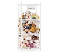 SpaceAid Stuffed Animal Storage Organizer, Wood Animals Zoo Toy Plushies Storage Holder, Large Capacity Plush Toy Cage for Playroom Organization, 22.8" Wide, White