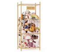 SpaceAid Stuffed Animal Storage Organizer, Wood Animals Zoo Toy Plushies Storage Holder, Large Capacity Plush Toy Cage for Playroom Organization, 22.8" Wide, Natural