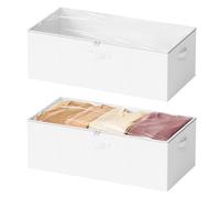 SpaceAid Underbed Storage Bins, 25.4 cm Tall Large Underbed Storage Bins with Lids for Bedroom, Dorm, Clothes, Wardrobe Organisation, Sheets and Blankets, White, 2