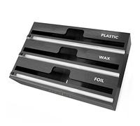 SpaceAid WrapNeat 3 in 1 Wrap Organizer with Cutter and Labels, Plastic Wrap, Aluminum Foil and Wax Bamboo Dispenser for Kitchen Storage Organization Holder for 12" Roll (Black)