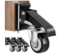 SPACECARE Workbench Casters kit 600Lbs Heavy Duty Quick Release 2 Mounting Options Retractable Workbench Stepdown Caster Wheels Adjustable Polyurethane Durable Steel Construction (Set of 4)