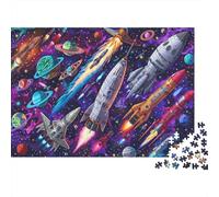 Spacecraft 1000 Piece Jigsaw Puzzle on Sustainably Sourced Board Favourites Jigsaw Rainbow Rockets with Impossible Puzzle for Challenging Puzzles for Adults 70x50cm/1000pcs