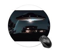 Spacecraft at Night Round Mouse Pad, Non-Slip Rubber Base Waterproof Washable, Computer Mouse Mat for Office Gaming Studying, Premium-Textured Durable Portable Circle Mousepad for Desktop PC Notebook