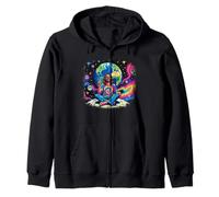Spaced Out Moon Hippie Zip Hoodie