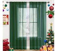 SpaceDresser Basic Rod Pocket Sheer Voile Window Curtain Panels White 1 Pair 2 Panels 38 Width 54 Inch Long for Kitchen Bedroom Children Living Room Yard(Foliage Green,38 W x 54 L)